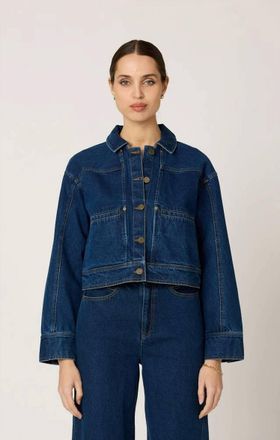 Cleobella Clarke Jacket With Removable Cape In Blue Denim