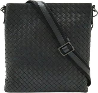 Bottega Veneta Pre-owned Cross Body Bags, female, Black, Size: ONE SIZE Pre-owned Intrecciato Leather Shoulder Bag