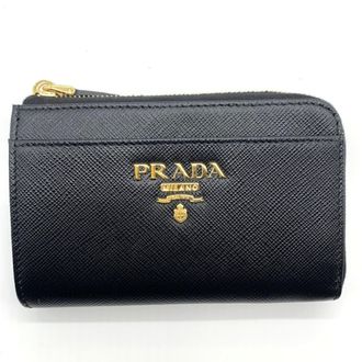 Prada Saffiano Black Leather Coin Purse/Coin Case (Pre-Owned)