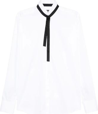 Karl Lagerfeld Camicia in cotone con fiocco - Bianco