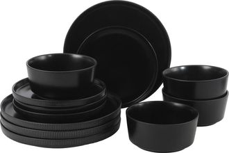 Gibson Home Dempsey Road Stoneware Dinnerware Set in Matte Black at Nordstrom