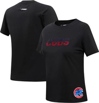 Pro Standard Womens Pro Standard Black Chicago Cubs Rhinestone Slim Fit T-Shirt at Nordstrom, Size Medium
