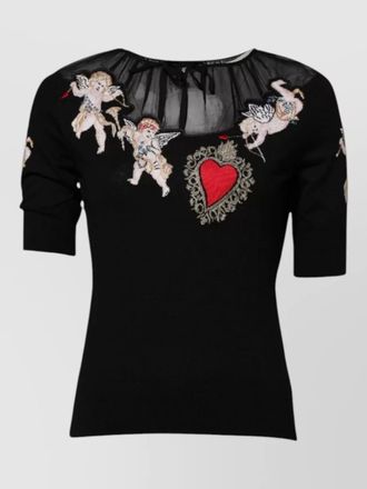 Dolce & Gabbana wool silk embroidered crewneck knitted top