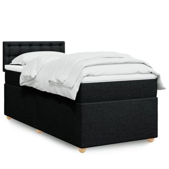 vidaXL Cama Box Spring Con Colch&oacute;n Tela Negro 90x200 Cm Vidaxl
