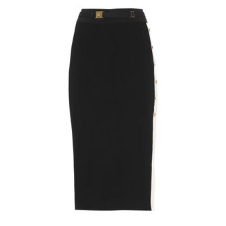 Elisabetta Franchi Midi Skirts, female, Black, Size: XS Knit Skirt with Shiny Viscose Bands