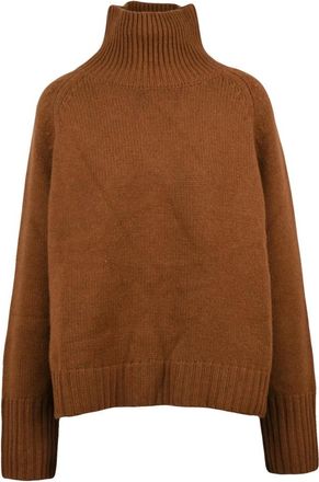 Be You Gebreide coltrui met ribbels - Dames - Cashmere truien - Bruin - M - Kasjmier - Truien & Vesten