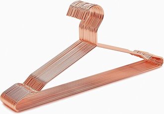 OEM Juego De 10 Perchas De Metal Color Cobre Brillante De 43 Cm, Perchas De Metal Color Oro Rosa Que Ahorran Espacio Con Muescas, Perchas De Alambre Resis