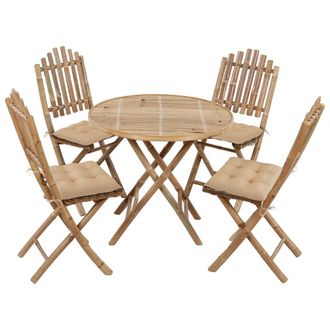 vidaXL Set De Comedor De Jard&iacute;n Plegable Con Cojines 5 Piezas Bamb&uacute; Vidaxl