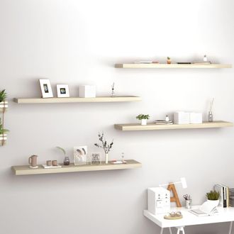 vidaXL Vidaxl - Estantes Flotantes Pared 4 Uds Mdf Color Roble 120x23,5x3,8 Cm