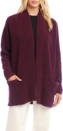 Karen Kane Bouclé Open Front Cardigan in Eggplant at Nordstrom, Size X-Large