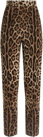 Dolce & Gabbana Pantaloni Sartoriali Stampa Leopardo - - Trousers - Donna - Marrone - S