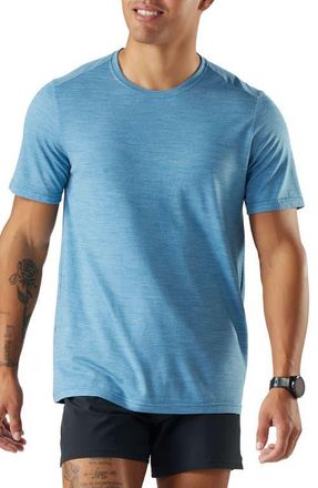 Smartwool Active Performance Merino Wool Blend T-Shirt in Mineral Blue Heather at Nordstrom, Size X-Large