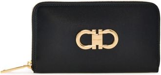 Ferragamo Gancini leather wallet - women - CALFSKIN/CALFSKIN/Fabric - One Size - Black