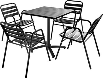 Oviala Sala de jardín bistró de 4 plazas en aluminio gris
