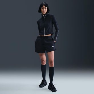 Nike Womens Nike Sportswear Phoenix Fleece Mid-Rise 4 Shorts in Black | IH2108-010