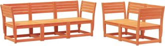 vidaXL Vidaxl - Juego De Sof&aacute;s De Jard&iacute;n 5 Pzas Madera Maciza Pino Marr&oacute;n Cera
