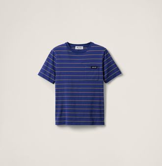 Miu Miu Jersey T-shirt, Woman, Ink Blue/topaz, Size XS