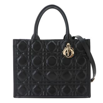 Dior Black Leather Handbag Tote Bag (Pre-Owned)