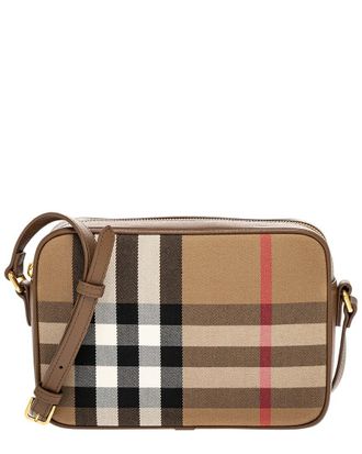 Burberry Check Canvas & Leather Camera Bag