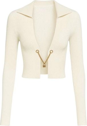 John Richmond Diepe V Top met metalen sluiting aan de voorkant - Dames - Vesten - Wit - XS - Truien & Vesten