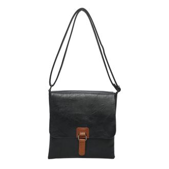 Generic Womens Vegan Leather Crossbody Bag, Satchel Bag, Flap Closure with Buckle (Navy)