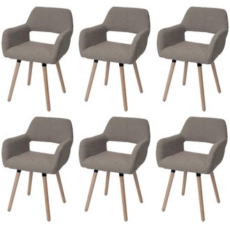 Hhg Hhg - Lote De 6 Silla De Comedor 873 Ii, Silla Silla De Cocina Silla Tapizada, Madera Tela/textil Boucl&eacute; (450g/m&sup2;) Mvg, Topo