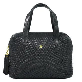 Bally Vintage Quilted Leather Black Leather Handbag (Pre-Owned)