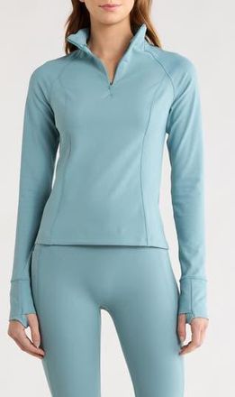 Beyond Yoga Pacer Fleece Quarter Zip Pullover in Misty Blue at Nordstrom Rack, Size X-Small