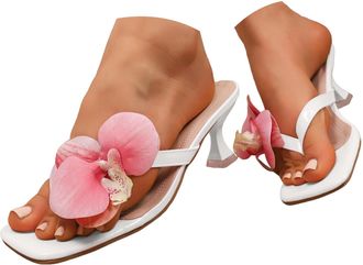 Generic Womens Fashionable Kitten Heels - Thong Strappy Low Heel Sandals, Slip On Non-Slip Dressy Short Heels, Summer Flip Flop Black Mule Heeled Sandals