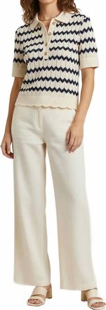 Dear John Denim Araminta Short-Sleeve Polo Collar Sweater In Cream