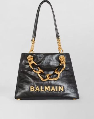 Balmain 1945 soft small tote leather monogram