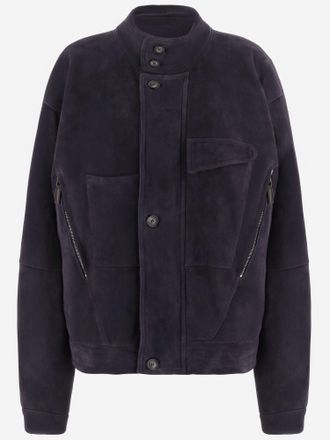 Giorgio Armani Giacca Giorgio Armani In Pelle Scamosciata Con Collo Alto E Bottoni