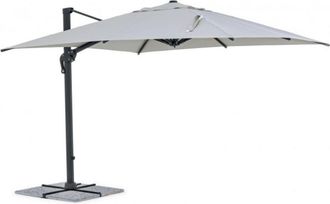 Konte Design Sombrilla con m&aacute;stil de aluminio antracita y lona gris claro 3x3