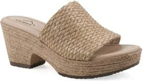 White Mountain Biancia Platform Slide Sandal in Natural/Metallic/Fabric at Nordstrom Rack, Size 9.5
