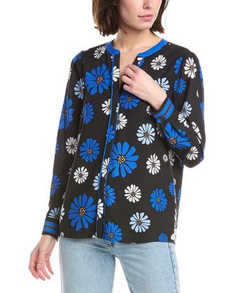 T Tahari Split Neck Blouse