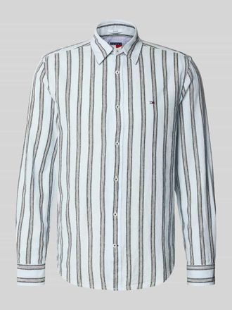 Tommy Jeans Regular Fit Freizeithemd aus Leinen-Baumwoll-Mix in Hellblau, Gr&ouml;&szlig;e XXL