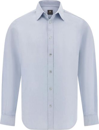 Boggi Milano polo-collar shirt - men - Fabric - L - Blue