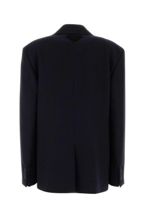 Prada Womens Midnight Blue Wool Blazer Bleu Giacche E Gilet