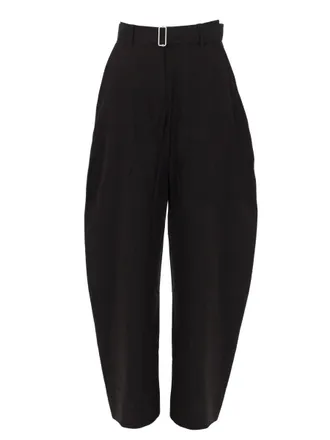 STUDIO NICHOLSON Neutrals High Waist Buckle Wide-Leg Pants