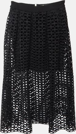 Maje Black Synthetic Knit Cut Out Midi Skirt