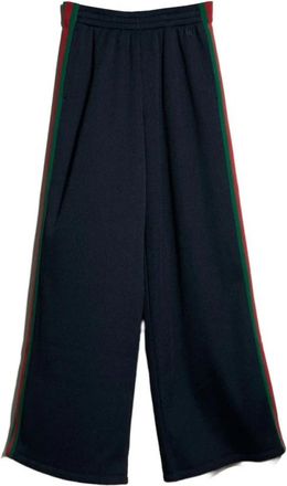 Gucci Rib Cotton Jersey Leisure Pants met Web - Dames - Sweatpants - Blauw - S - Katoen - Broeken