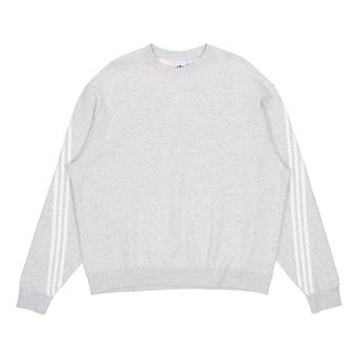 adidas Mens adidas originals Side Stripe Loose Round Neck Pullover Gray FM1520