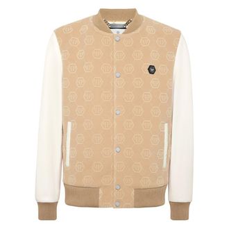 Philipp Plein Jassen, Heren, Beige, M, Wol, Varsity Bomber Monogram