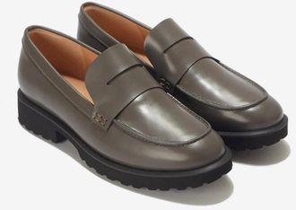 Cole Haan Womens Cole Haan Geneva W29787 Flats Gray Slip On Penny Loafers HTAT274