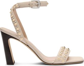 Stuart Weitzman Schoenen, Dames, Beige, 39 1/2 EU, Leer, Perry Sandal 85