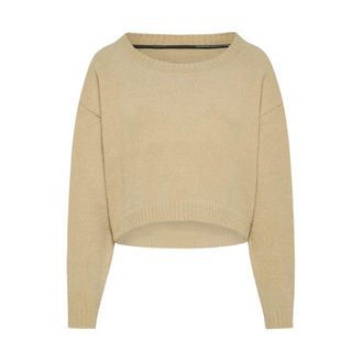 Roberto Ricci Design Round-neck Knitwear, female, Beige, Size: S Chenille Round Neck Sweater