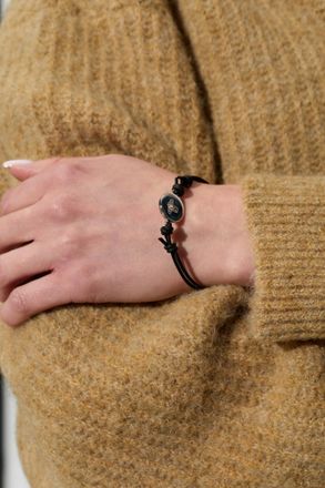 Vivienne Westwood Leather Bracelet With Logo, Womens, Black