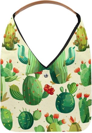 Generic Cactus Printing Reusable Lightweight Grocery Bags - Foldable Into Compact Pouch, Washable & Sturdy, Multipurpose for Shopping and Travel