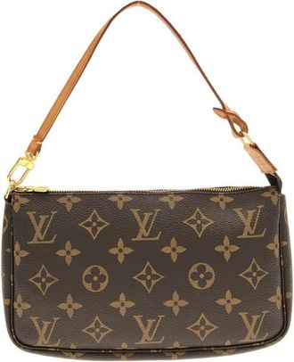 Louis Vuitton Marron Coated Canvas Pochette Pouch (Pre-Owned)