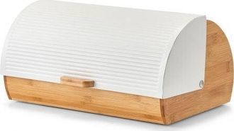 ZELLER Caja De Pan Moderna Bamb&uacute; Natural Metal Blanco